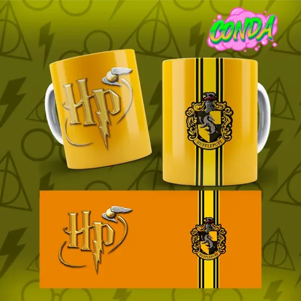 Imagen de la taza de huffelpaf con el diseño abajo