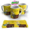 Taza de cerámica con la imagen de Homero Simpson y la frase "Vas a morir Moe... wiiiiii" de Los Simpson amarillo