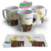 Taza de cerámica con la imagen de Homero Simpson y la frase "Vas a morir Moe... wiiiiii" de Los Simpson blanco