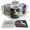 Taza de cerámica con la imagen de Homero Simpson y la frase "Vas a morir Moe... wiiiiii" de Los Simpson gris