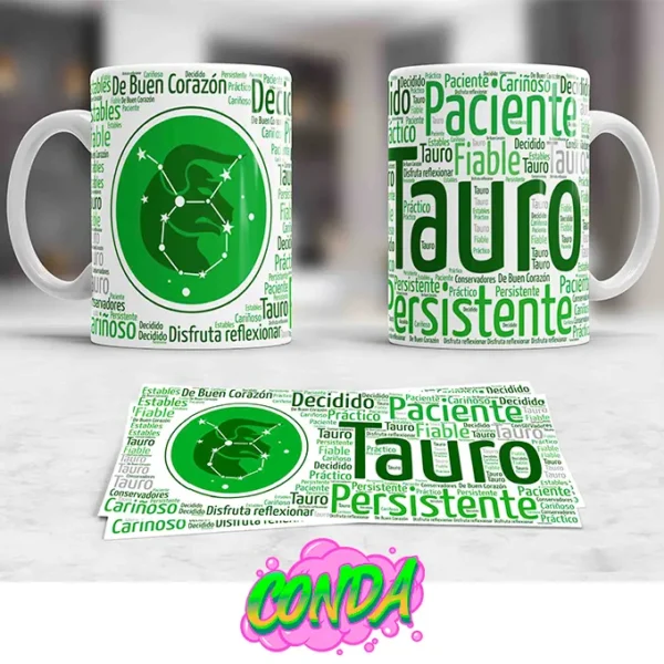 Taza de Tauro echa de cerámica con diseño del horóscopo de Tauro