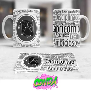 Taza de cerámica con diseño del signo zodiacal Capricornio