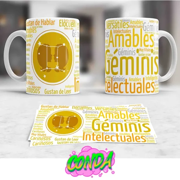 Taza de Geminis, Horóscopo, materiales ceramica