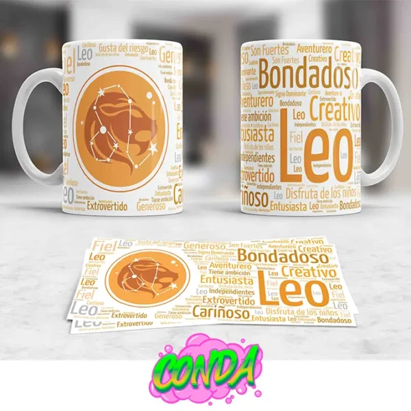 Taza de cerámica con diseño del horóscopo de Leo