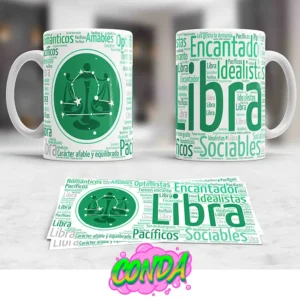 Taza de cerámica con diseño del signo del zodiaco Libra