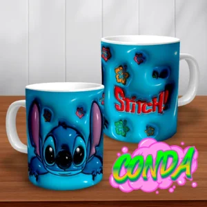 Taza de cerámica con diseño 3D de Stitch